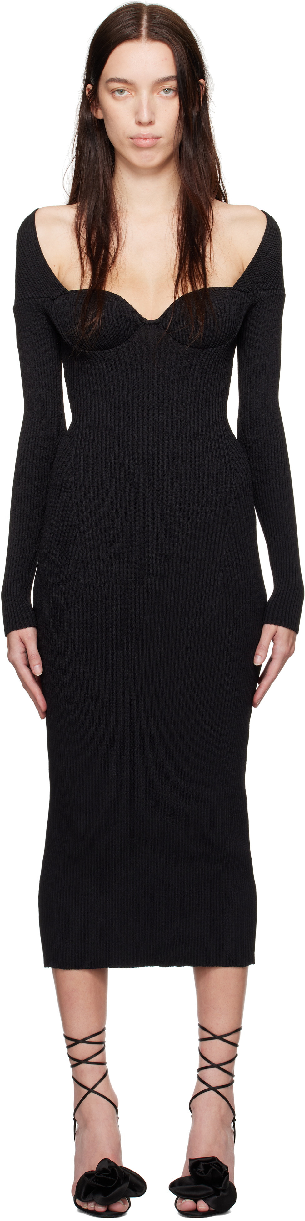 Magda Butrym Black Rib-Knit Bustier Maxi Dress Magda Butrym