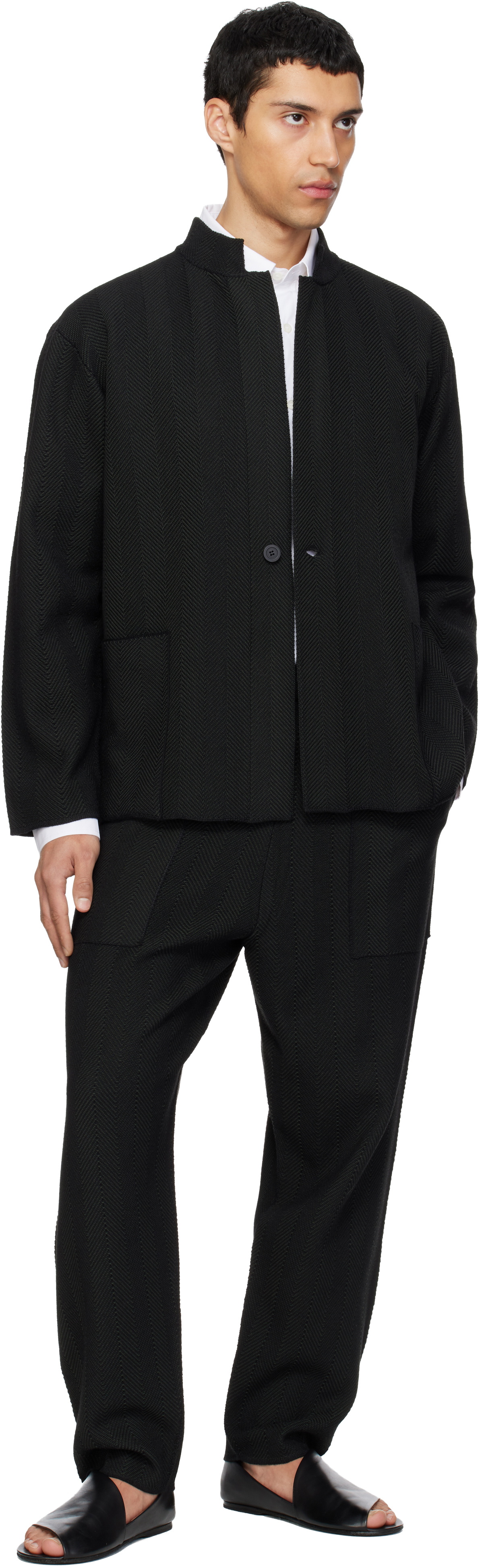 HOMME PLISSÉ ISSEY MIYAKE Black Inlaid Knit Jacket