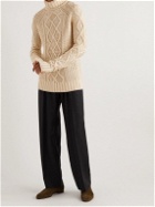 Giuliva Heritage - Priamo Slim-Fit Cable-Knit Linen Rollneck Sweater - Neutrals