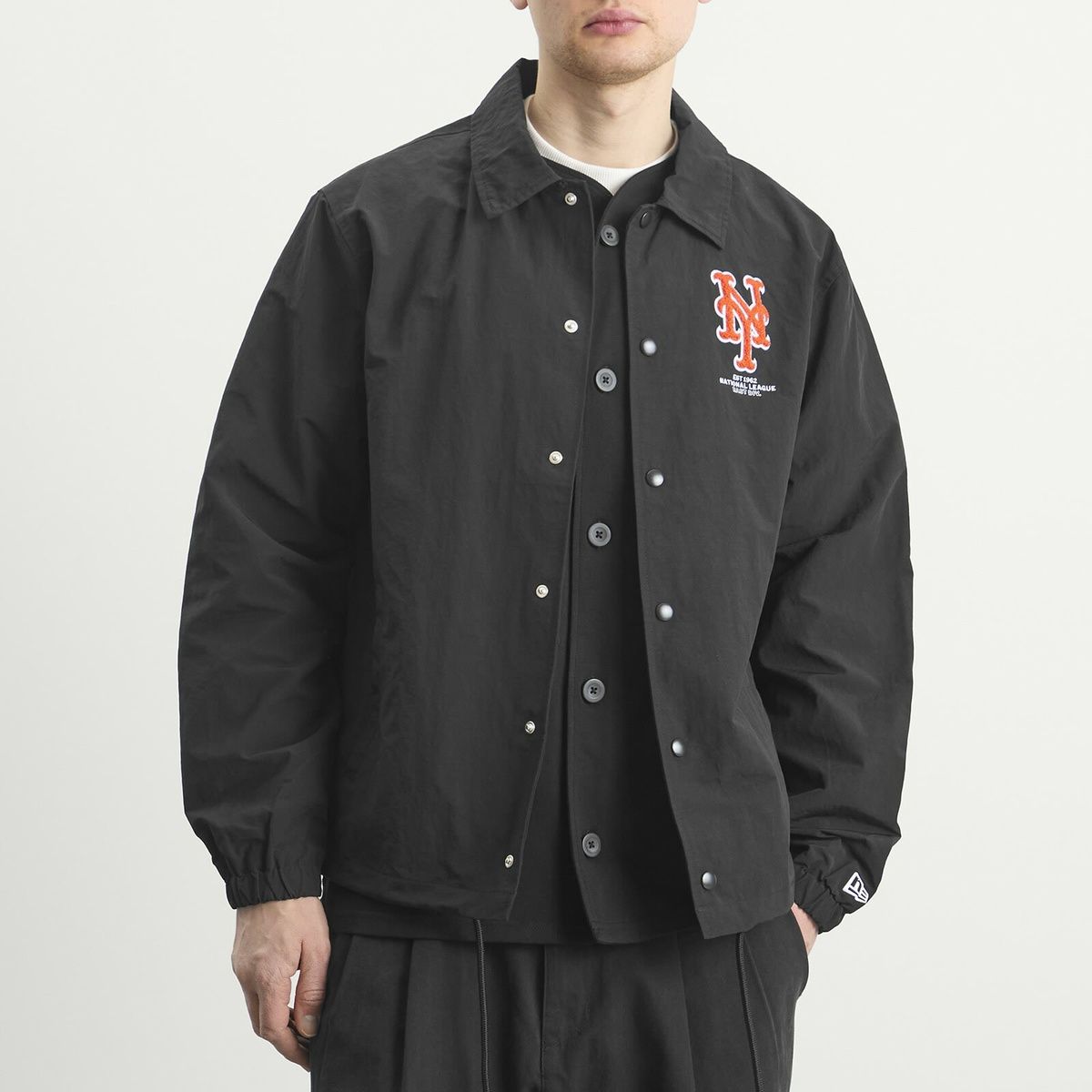 New Era Men's MLB New York Mets Coaches Jacket in Black