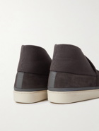 Mulo - Suede and Ribbed-Knit Slippers - Brown