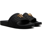 Versace Black 'La Medusa' Rubber Slides