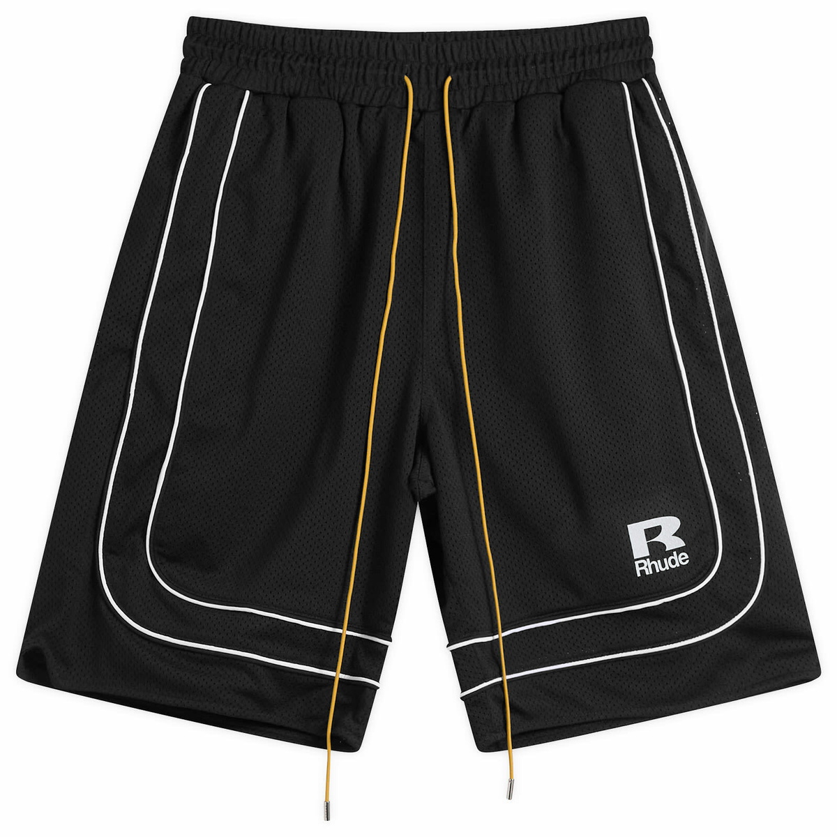 Rhude Men's Baggy Mesh Basketball Shorts in Black/White