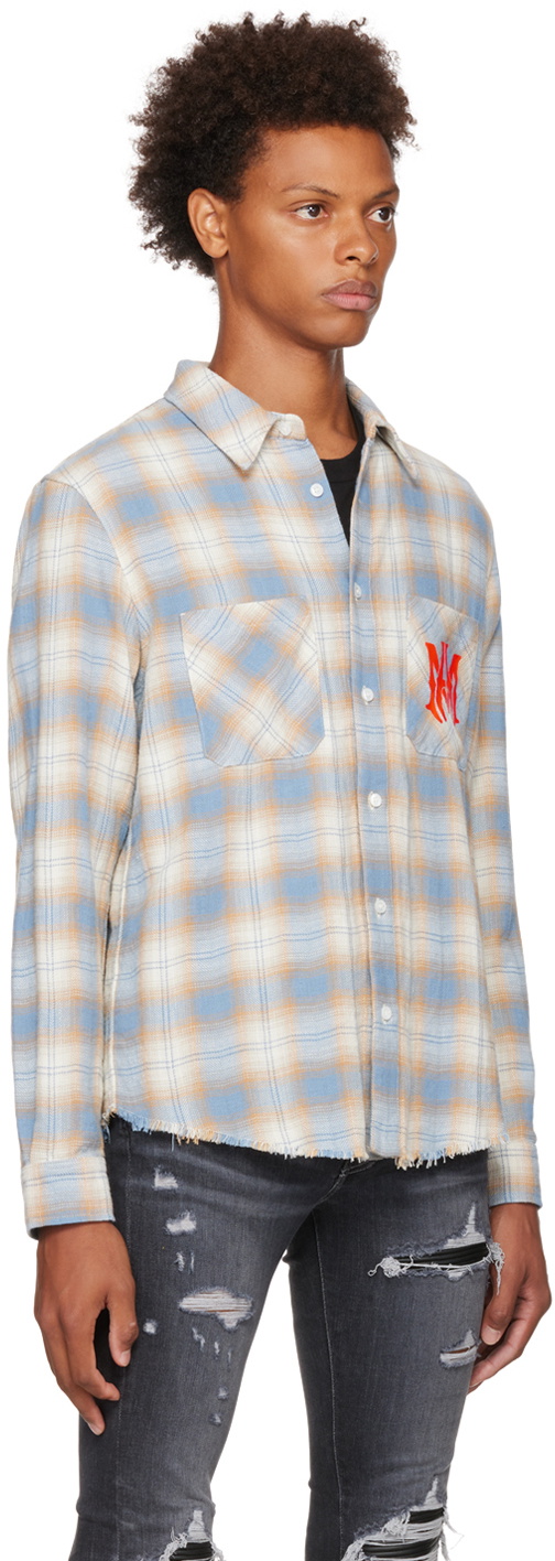 AMIRI Blue Stencil Plaid Shirt