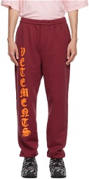 VETEMENTS Red Anarchy Gothic Logo Lounge Pants