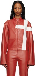 Mowalola Red Cross Faux-Leather Jacket