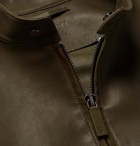 Berluti - Suede-Trimmed Leather Biker Jacket - Men - Army green