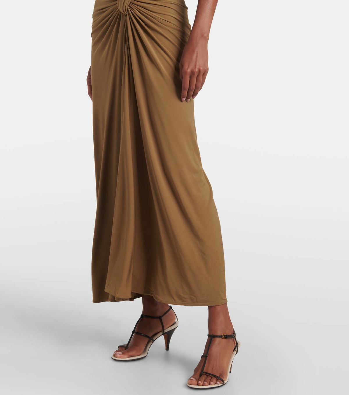 knee length dresses for ladies Christopher Esber Brown Verner Open Twist Lace Dress