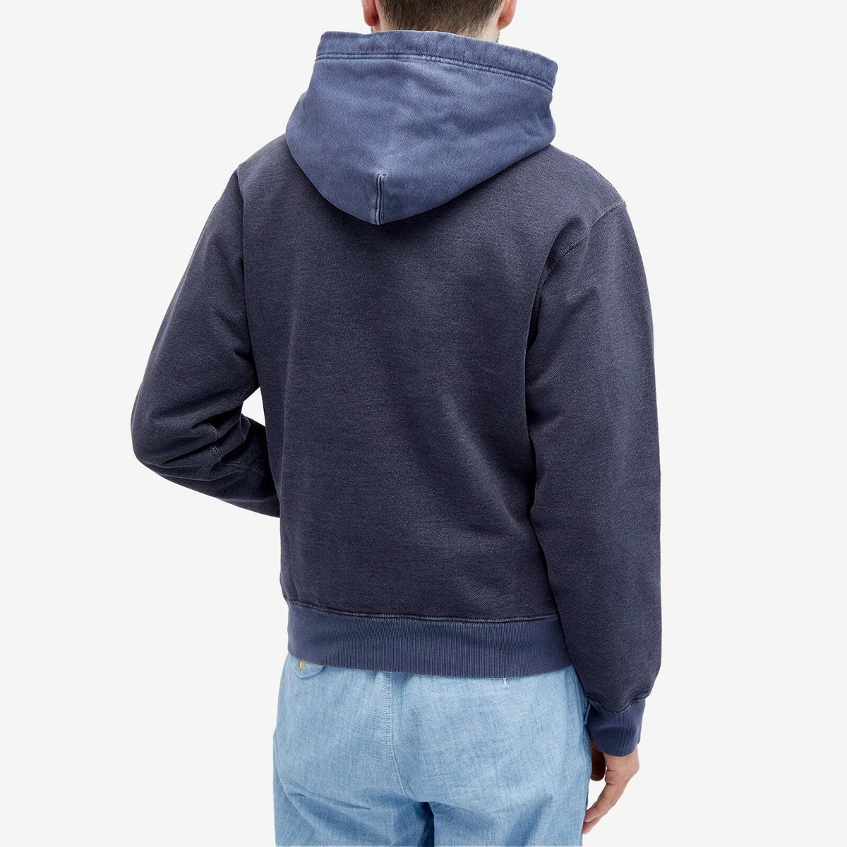 RRL Men's Popover Hoodie in Navy Multi