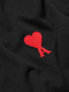 AMI PARIS - Logo-Embroidered Cotton-Jersey T-Shirt - Black