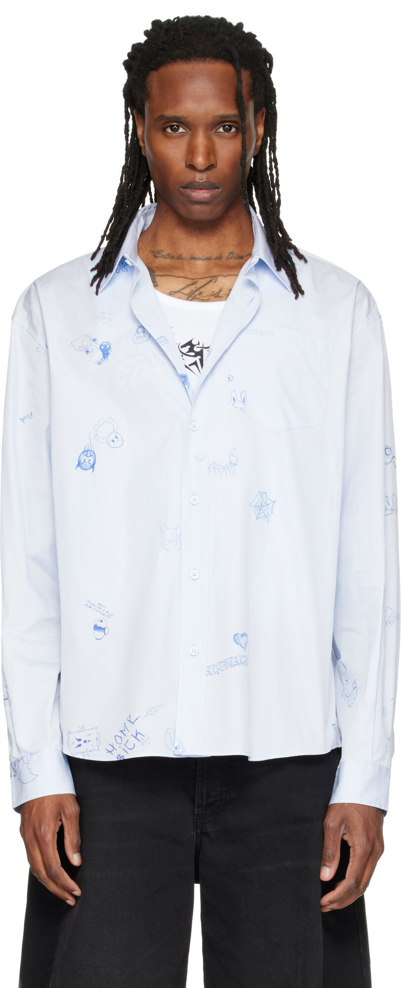 VETEMENTS Blue Scribble Classic Shirt