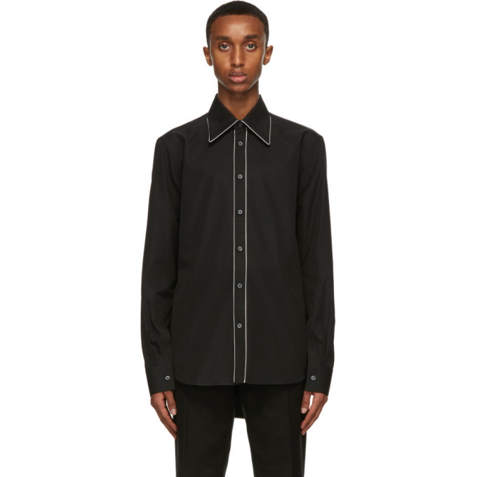 Photo: Alexander McQueen Black 70s Collar Contrast Piping Shirt