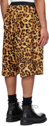 MASTERMIND WORLD Yellow & Black Oversized Fit Leopard Shorts