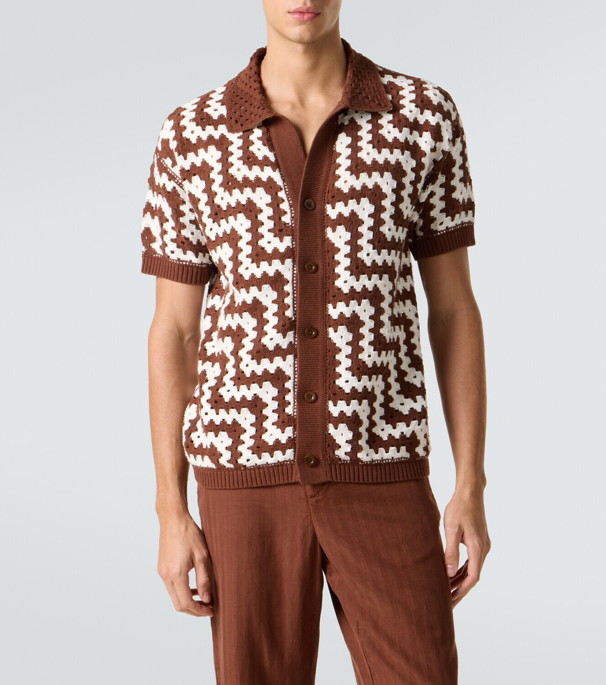 Frescobol Carioca Pinto crochet cotton cardigan