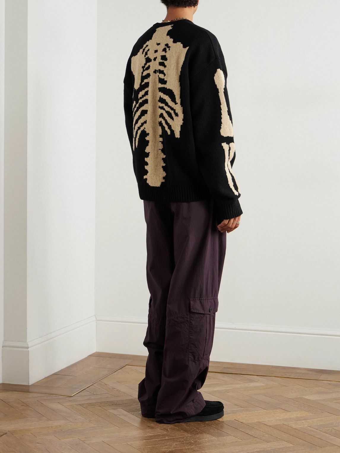 KAPITAL - Oversized Intarsia Wool Sweater - Black