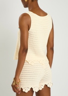 Chloe Logo-intarsia Crochet Cotton top White
