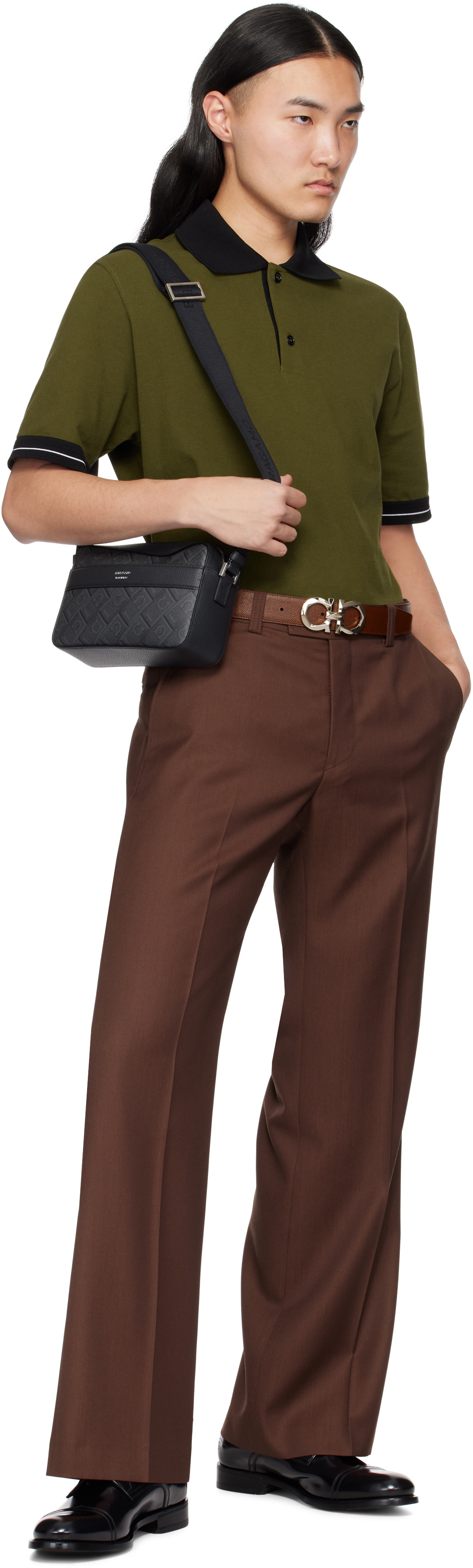 Ferragamo Black & Gray Crossbody Bag