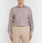 Kingsman - Turnbull & Asser Brown Striped Cutaway-Collar Cotton Shirt - Brown