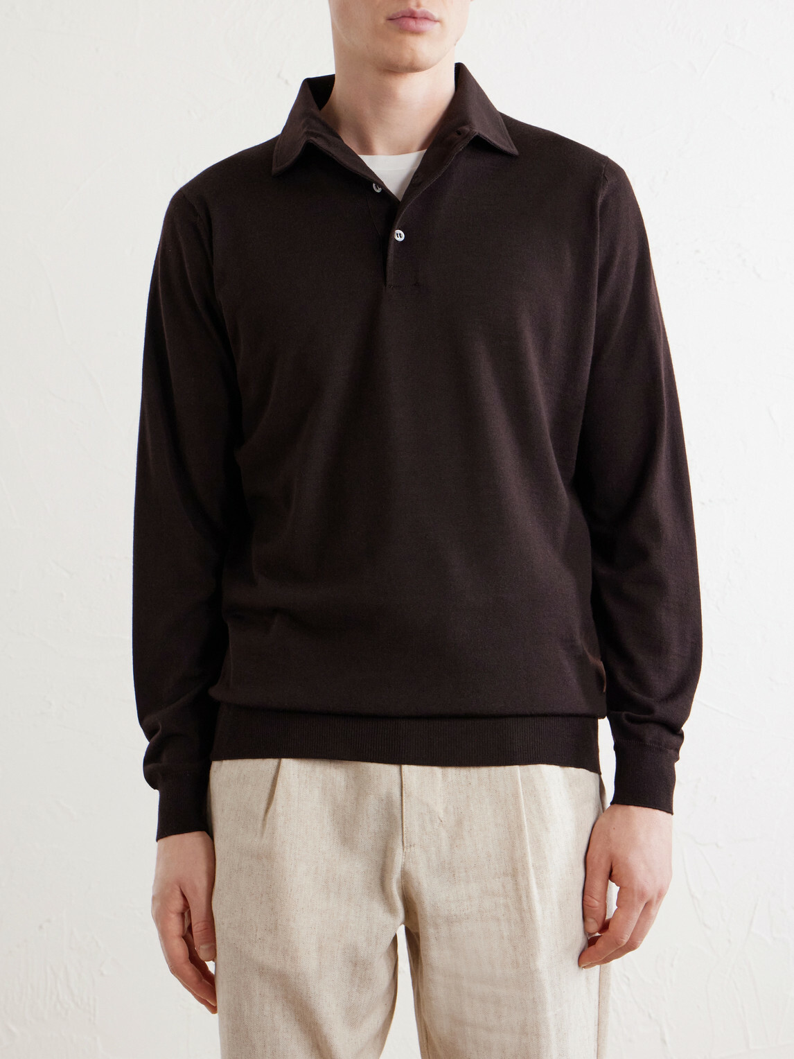 Lardini - Virgin Wool Polo Sweater - Brown