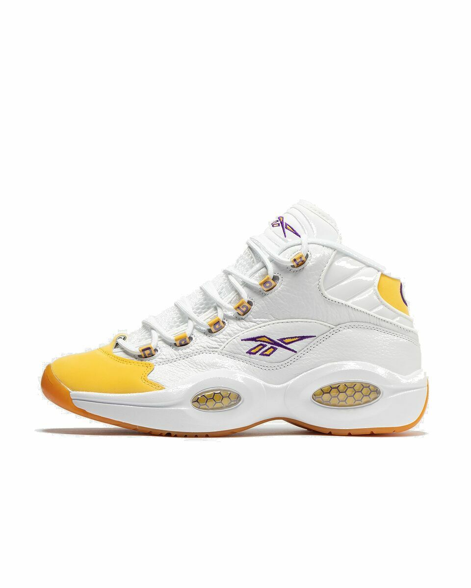 Photo: Reebok Question Mid White|Yellow - Mens - Basketball|High & Midtop