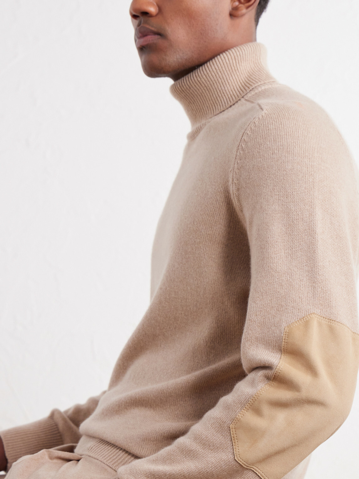 Brunello Cucinelli - Suede-Trimmed Cashmere Sweater - Neutrals
