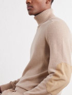 Brunello Cucinelli - Suede-Trimmed Cashmere Sweater - Neutrals