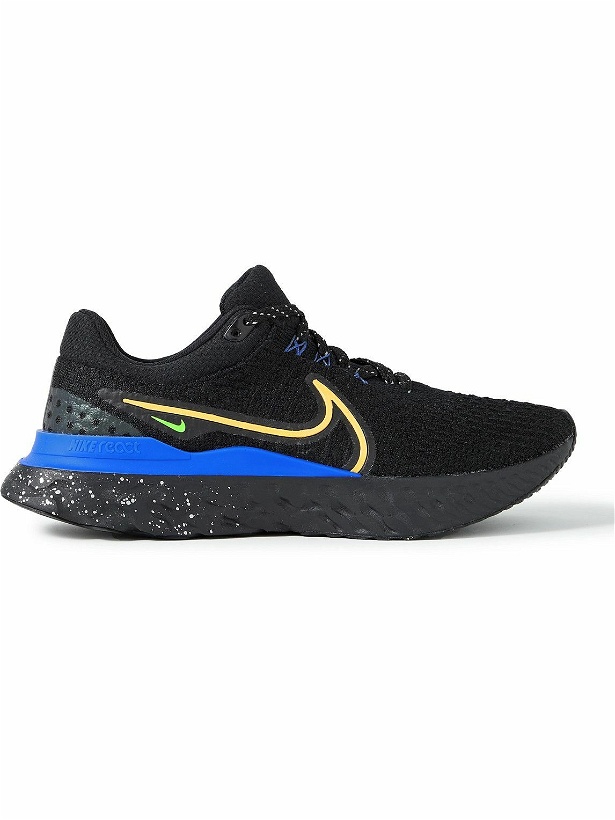 Photo: Nike Running - React Infinity Run 3 Rubber-Trimmed Flyknit Sneakers - Black