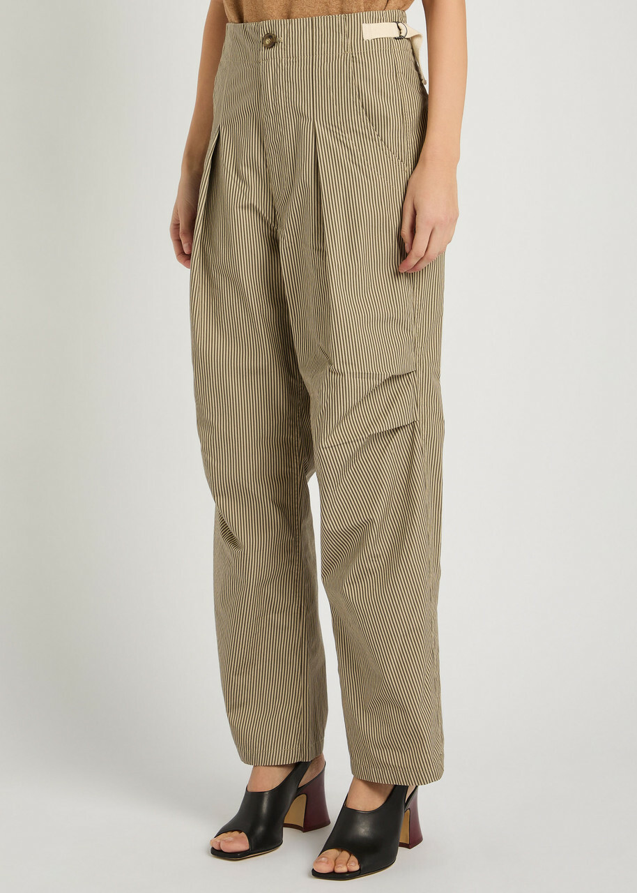 Isabel Marant étoile Ceryne Striped Cotton Trousers Beige