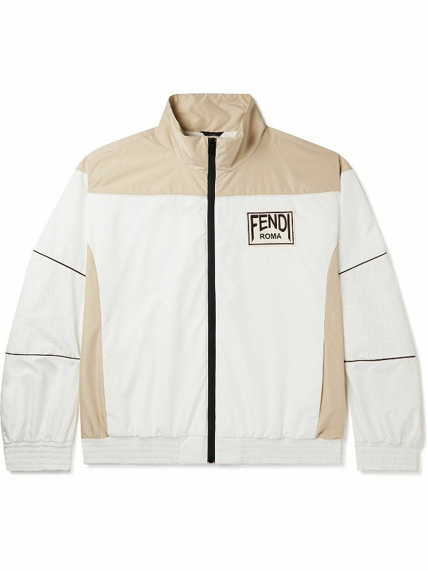 Photo: Fendi - Reversible Monogram Logo-Jacquard Two-Tone Shell and Mesh Jacket - White