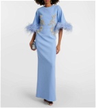 Rebecca Vallance Juliana feather-trimmed crêpe gown