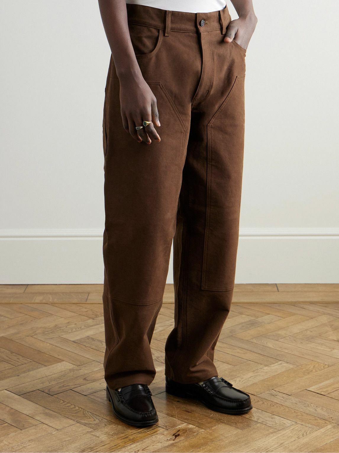 AGOLDE - RSVP GALLERY Ewing Straight-Leg Cotton-Twill Carpenter Trousers - Brown