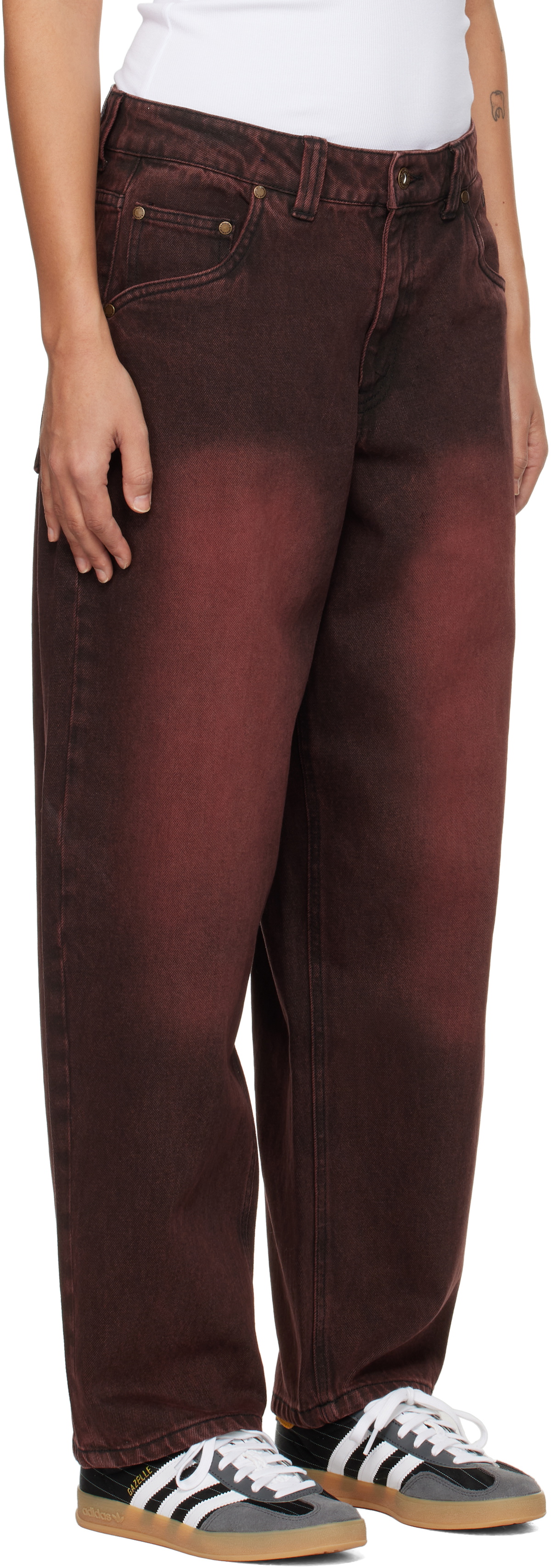 Dime Burgundy Classic Baggy Jeans