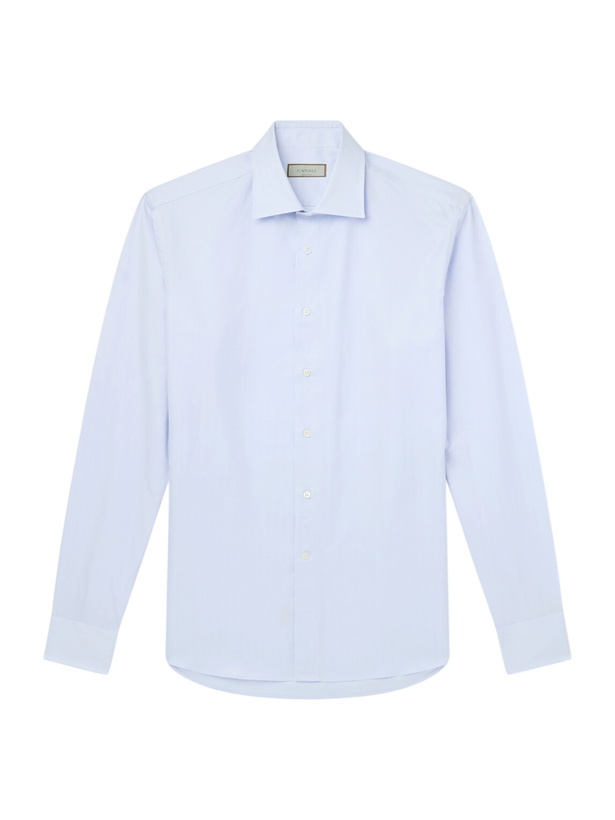 Photo: Canali - Herringbone Cotton Shirt - Blue