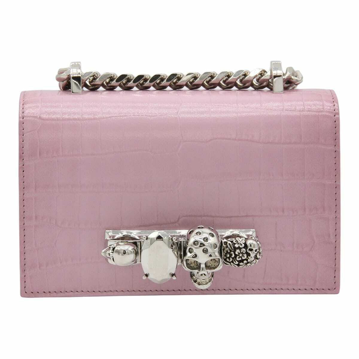 Alexander McQueen Knuckle crystal-embellished leather clutch