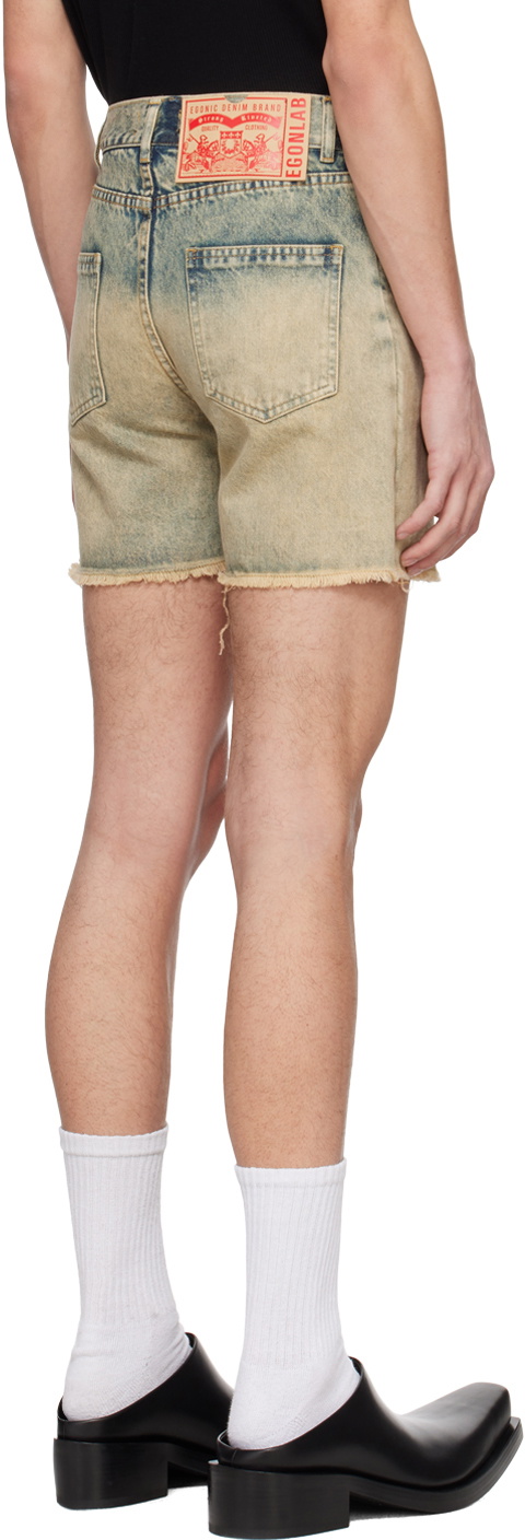 EGONlab Blue Stonewashed Denim Shorts