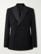 Favourbrook - Grosgrain-Trimmed Double-Breasted Wool Tuxedo Jacket - Black