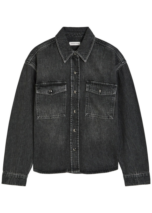 Photo: Anine Bing Paxton Washed Denim Shirt Black