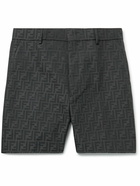 Fendi - Slim-Fit Straight-Leg Logo-Jacquard Bermuda Shorts - Black