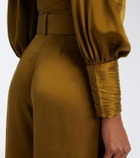 Zimmermann Belted pleated silk wide-leg pants