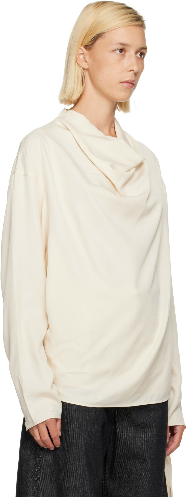 LE17SEPTEMBRE Off-White Silky Wrap Draped Blouse
