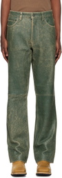 GUESS USA Green Crackle Leather Pants