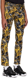 Versace Jeans Couture Black & Yellow Printed Jeans