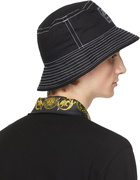 Versace Jeans Couture Black & White Twill Logo Bucket Hat