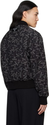 Balmain Black Printed 'Balmain' Label Bomber Jacket