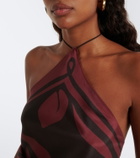 SIR Printed silk satin scarf top