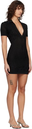 AMIRI Black Floral Crochet Polo Minidress
