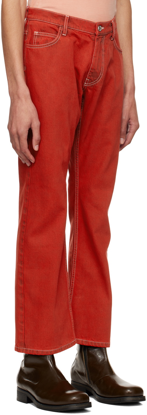 PALMER Red Embroidered Jeans