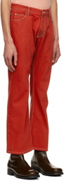 PALMER Red Embroidered Jeans