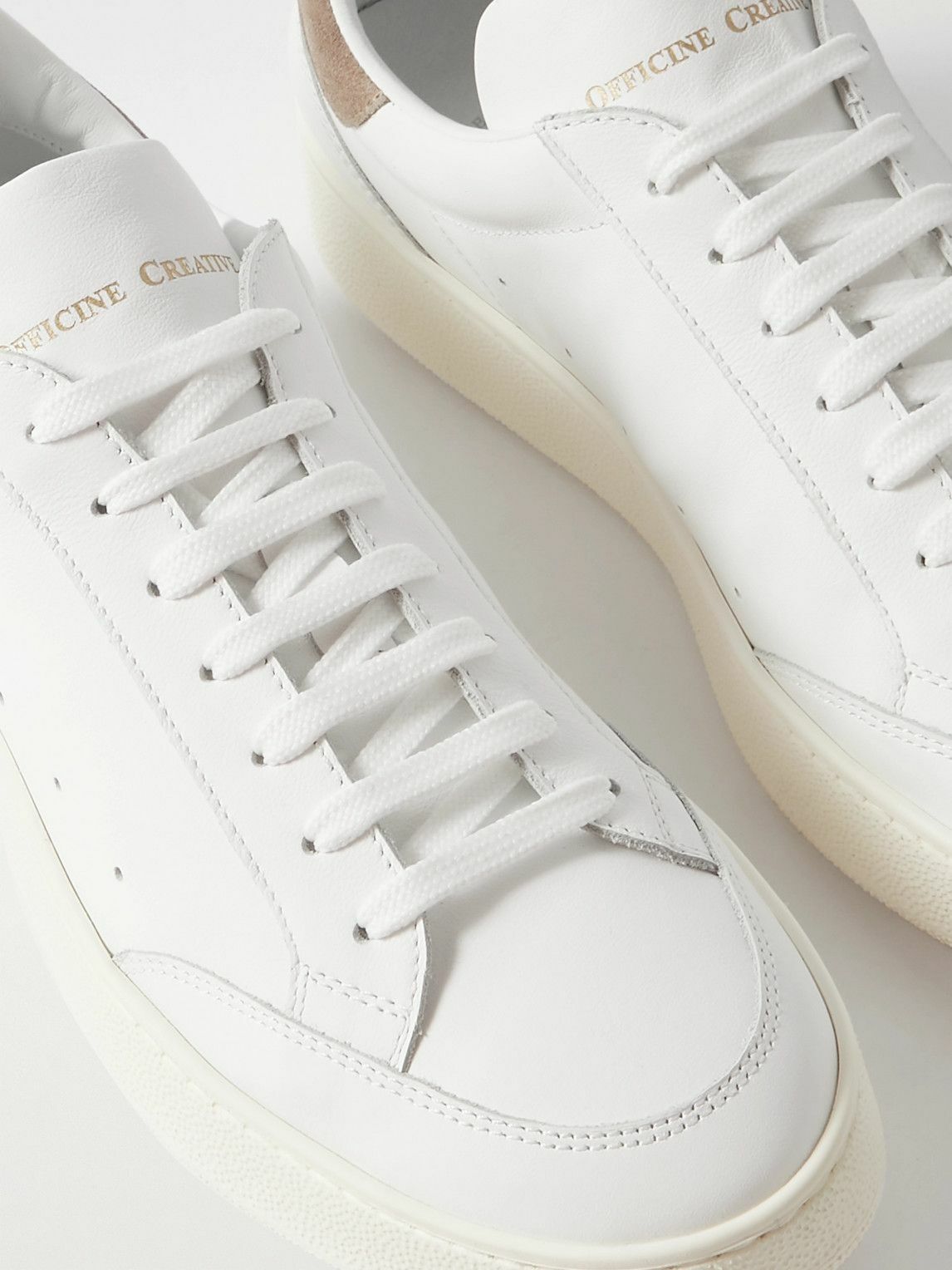 Officine Creative Mower 007 Suede Trimmed Leather Sneakers White