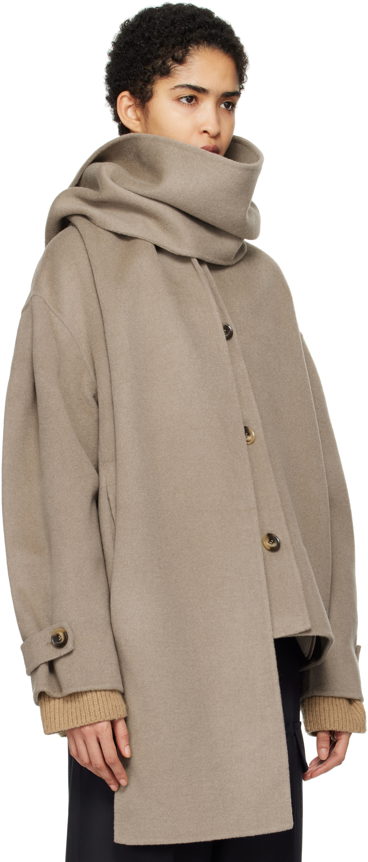 Axel Arigato Taupe Dew Scarf Detailed Jacket